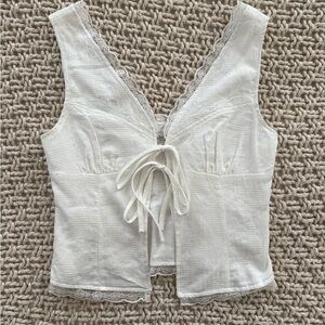 Chic White Lace-Accented Blouse